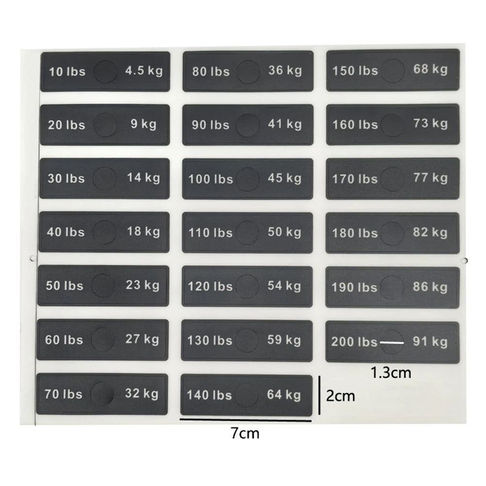 1pc Fitness Equipment Weight Stickers 4.5/7-91/120kg 5-103kg 5-162.5kg Weight Stack Labels Sticker Gym Counterweight Block Parts