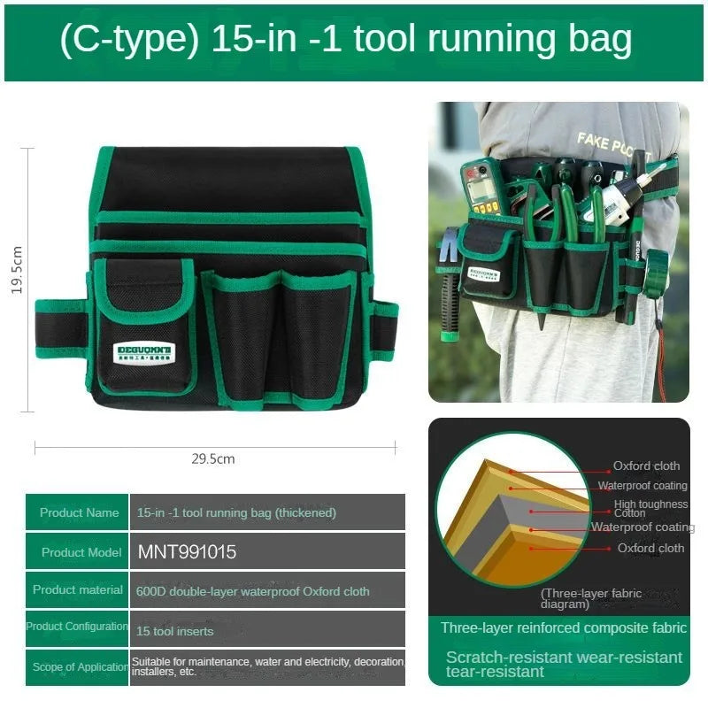 Electrician Tool Bag Professional Greener Tool Bag Waterproof Classic Kit Multi-functional Work Tools Portable Tools Organizer