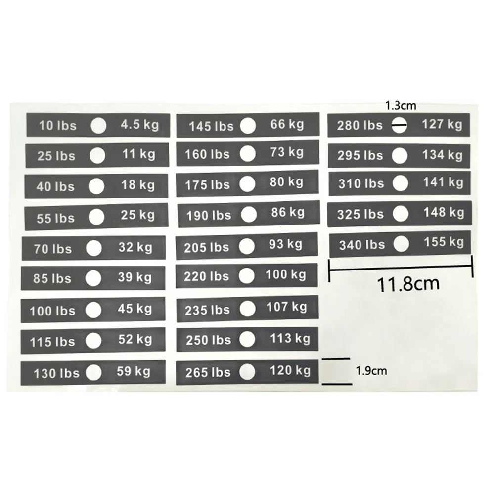 1pc Fitness Equipment Weight Stickers 4.5/7-91/120kg 5-103kg 5-162.5kg Weight Stack Labels Sticker Gym Counterweight Block Parts
