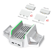 Cooling Stand for Xbox Series S with Dual Cooling Fan Dual Controller Charging Dock with LED Indicator and Extra Two 800mAh Rec