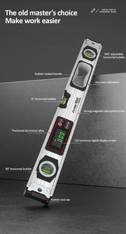 20-50cm Digital Spirit Level and Protractor Magnetic Spirit Level Bubble Level Aluminum Alloy Body Smart Level with Carrying Bag