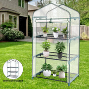 Garden Greenhouse 4 Tier Walk-in Green House Transparent Cover with Doors & Windows Small Waterproof Frost Without Iron Frame