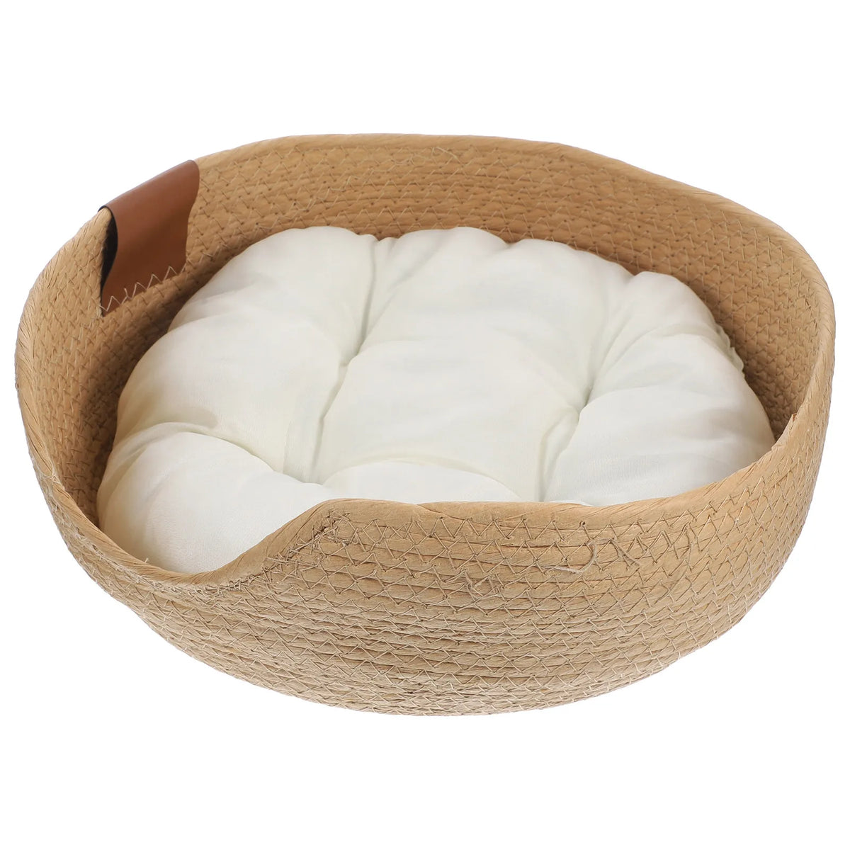 Cat Bed in Basket Woven Badket Sleeping Nest for Cats Weave with Cushion Type Pet