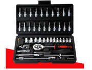 46 Pieces / Set Car Repair Tool Set Household Hand Tool Kit Wrench Screwdriver Socket Carbon Steel Combination Set + Tool Box