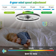 IRALAN Smart Ceiling Fan With Lights Remote Control Bedroom Decor Ventilator Lamp 6-speed wind speed led Circulator fan light
