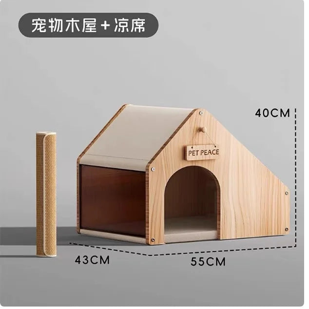 Solid Wood Cat Bed Large Space Enclosed Bed Cats Moisture-proof and Waterproof Cat's House Durable Cat Accessories Products