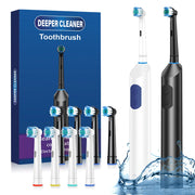 Smart Timer Rotating Electric Toothbrush, 5 Modes Teeth Cleaning Setting , Electric Teethbrush with 4 Teethbrush Round Heads