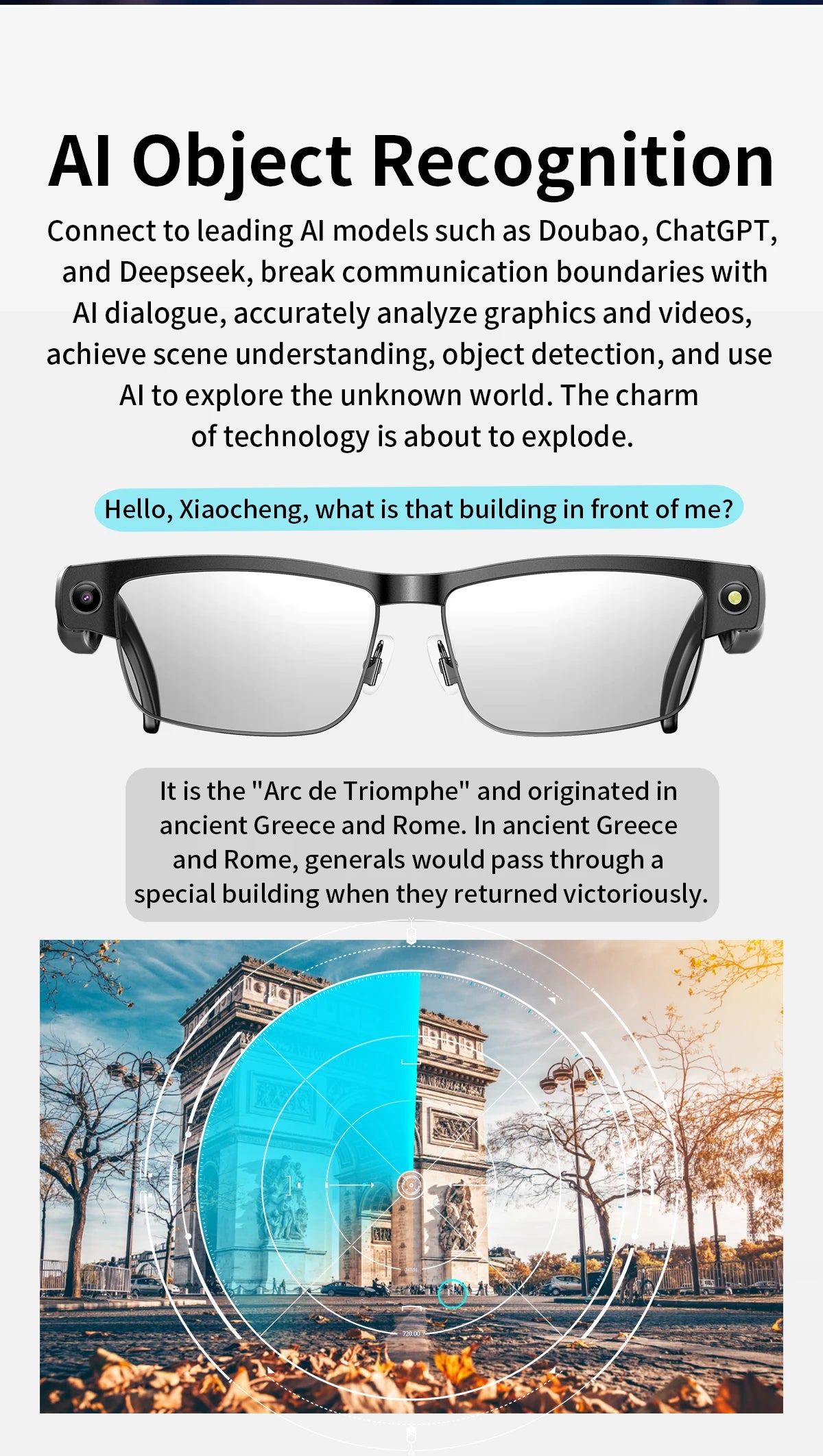 New 800W HD Camera Smart Glasses WFl Transmission Bluetooth Call AI Intelligent Voice Assistant Object Recognition Sun Glasses