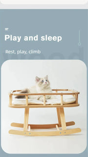 Cat bed, wooden pet hammock, suitable for all seasons, summer, cat swing, simple large rocking bed, cat supplies