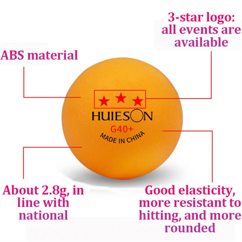 New Huieson 3 Star 20~100 PCS ABS 40+ Material Professional Table Tennis Balls TTF Table Tennis Ping Pong Balls For Competition