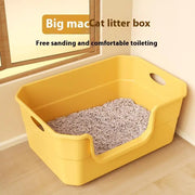 ♥Extra Large Cat Litter Box;Semi-Enclosed & Open Design, Anti-Splash Cat Toilet with High Sides