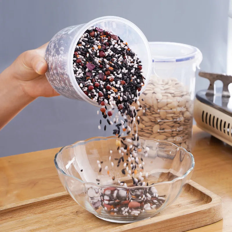 1pc Sealed Storage Box Transparent Kitchen Food Grain Organizer Storage Tank Plastic Large capacity Moisture-proof Sealed Jars