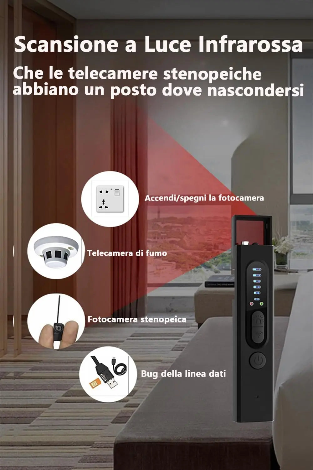 Microspy Detector, Frequency Jammer, Hidden Camera Detector, Wireless Spy Detector Hidden Camera Detector for Offices, Hotel