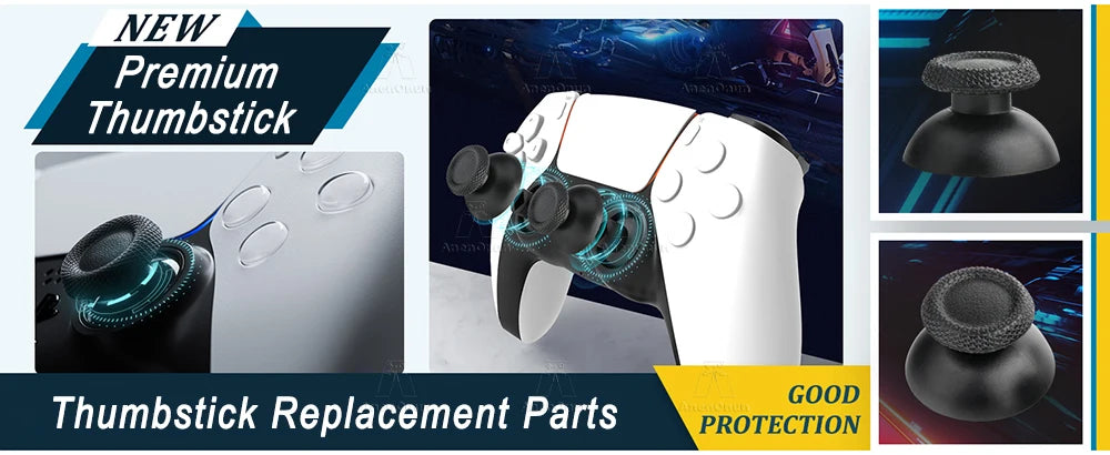 PS5 Controller Thumbstick Premium Replacement Parts Anti-Wear Non-slip ABS + Rubber Joystick Analog Stick Durable Accessories