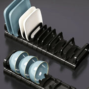 Kitchen Bowls Dish Storage Rack Adjustable Buckle Cabinet Drawer Storage Holder Dish Drain Rack Kitchen Drainage Storage Tools