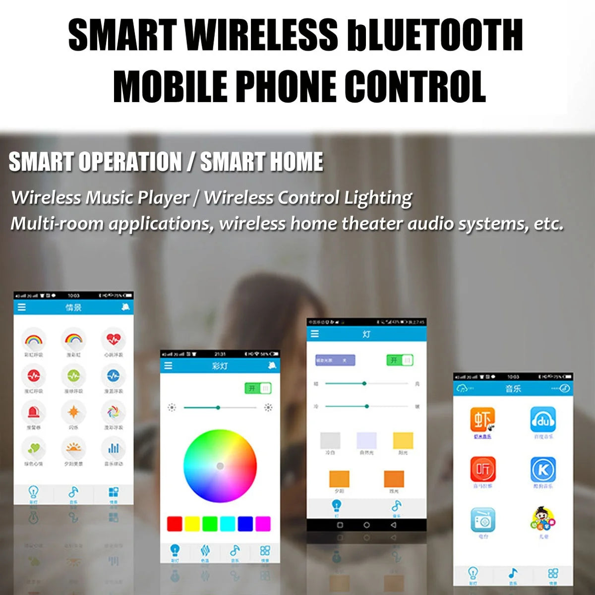 RGB Smart Ceiling Light LED Interior Home Decorative Light Luster Dimming Remote Control WIFI Living Room Ambient Light Party