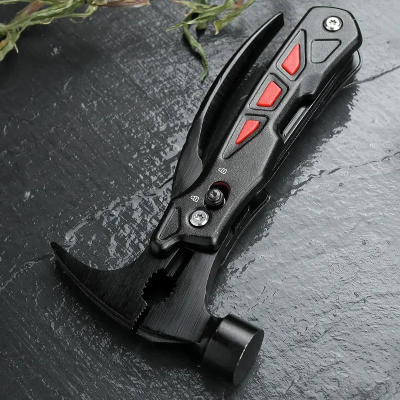 Outdoor Portable Repair Tool Claw Hammer Multi-Functional with Window Breaker Stainless Steel Pliers For Camping Tent Stakes