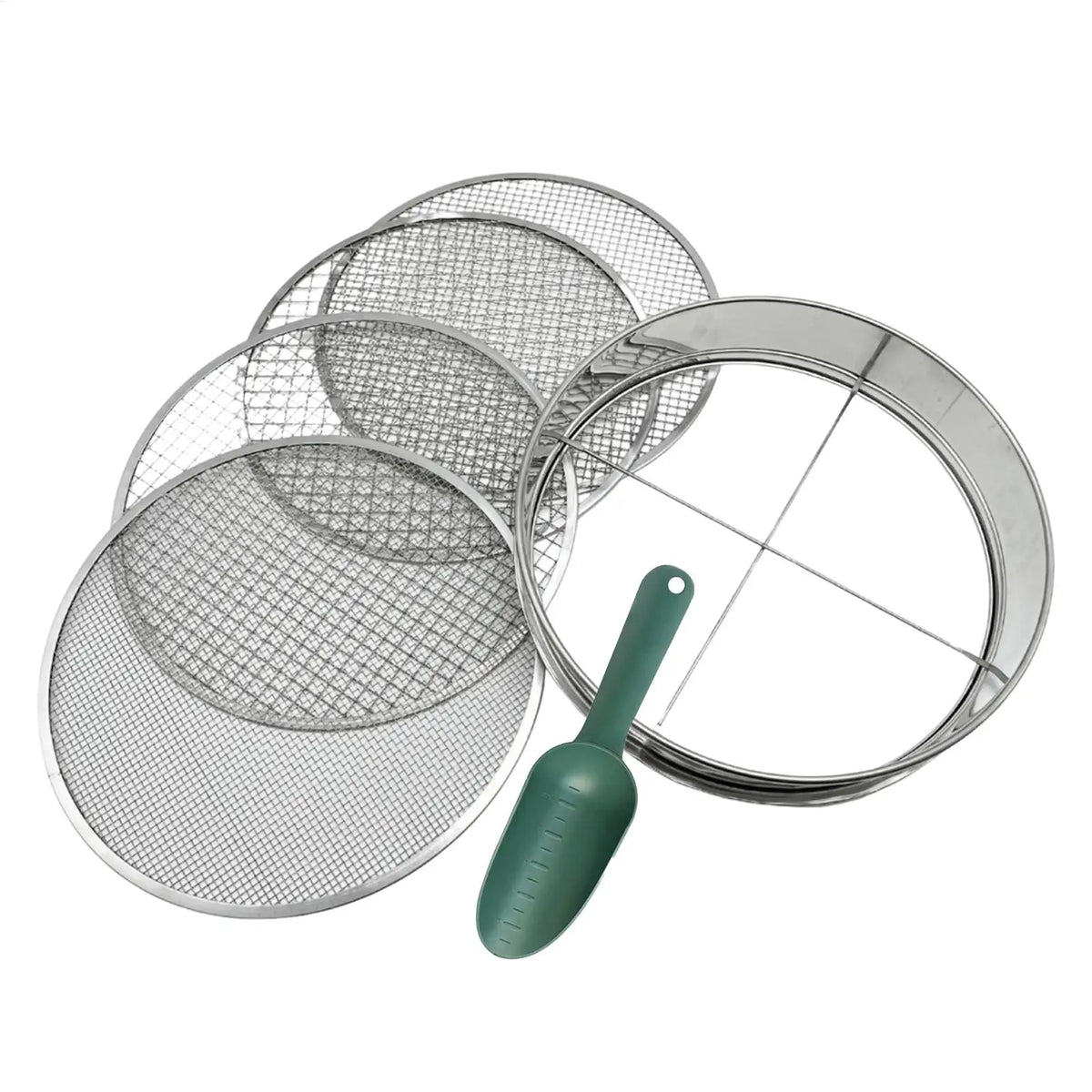 Garden Soil Sifter With 4 Mesh ScreensStainless Steel Rock Sifter Filter Mesh Flower Plant Nursery Soil Sifter For Soil Stone