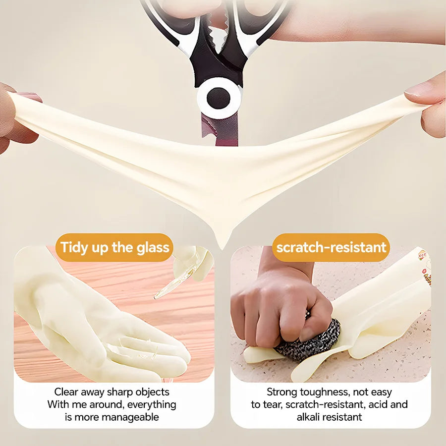 Household Cleaning Gloves 3Pairs Cute Reusable Kitchen Dishwashing Gloves Waterproof Non-Slip Ideal for Dishes Household Chores