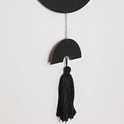 Boho Room Decor Black Wall Art Wood Dream Catcher Geometric Farmhouse Tassel Macrame Wall Hanging Bedroom Rustic Decor for Home