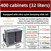 Kitchen Basket Hidden Recessed Trash Can with Lid Cabinet Big Compartment Waste Bins Sink Sorting Kitchen Storage Accessories