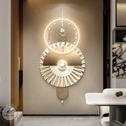 Modern Home Decor Plug in LED Light Wall Clock New Living Room Decoration Abstract Geometric Hanging Painting with Clock