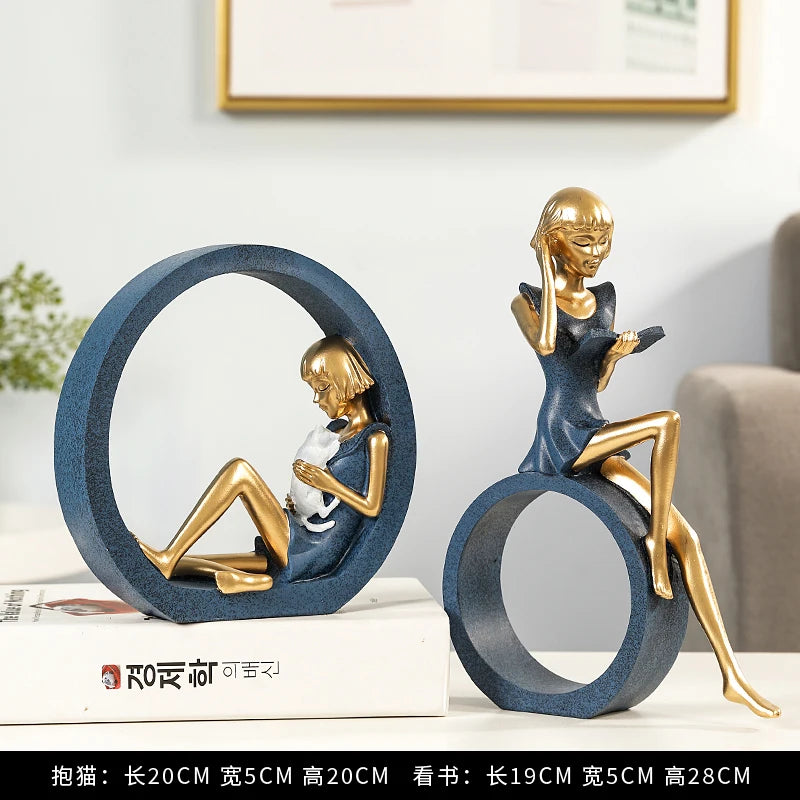 creative idea home accessories desk decoration Reading girl décoration miniature handicraft home decoration accessories  decor