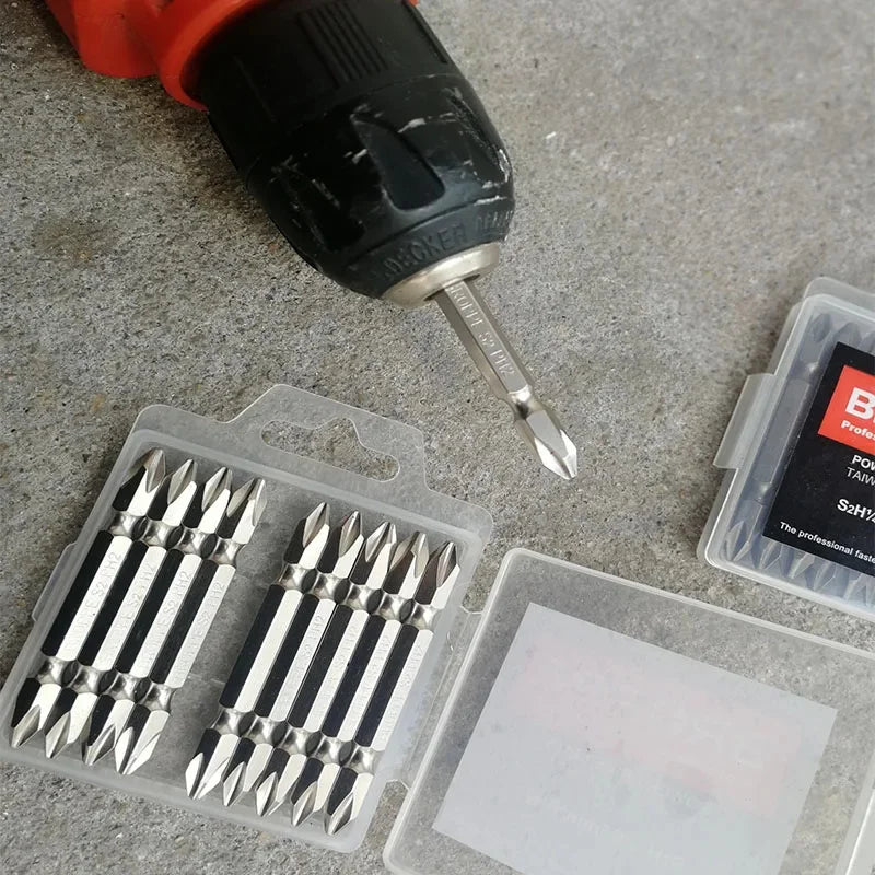 Screwdriver Bits Set 65mm PH2 Anti-slip with Magnetic 1/4" Hex Shank Fits Hand Electric Drill Driver Hand Tools