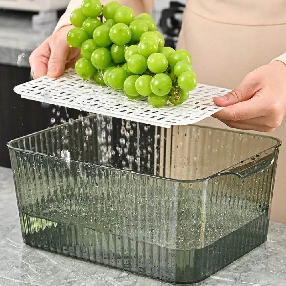Food-Grade Refrigerator Storage Box Transparent with Lid Food Storage Containers Plastic Stackable Kitchen Organizer Camping