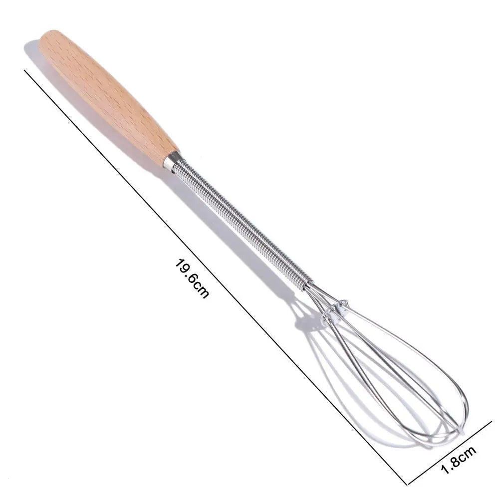 Kitchen Tools Multifunction Stainless Steel Egg Beater Useful Portable Mini Egg Whisk Wooden Handle Manual Egg Beater Baking
