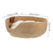 Cat Bed in Basket Woven Badket Sleeping Nest for Cats Weave with Cushion Type Pet