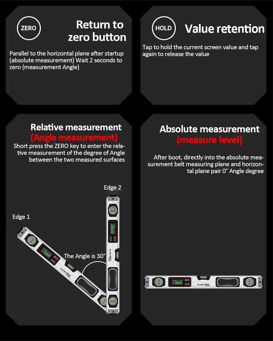 20-50cm Digital Spirit Level and Protractor Magnetic Spirit Level Bubble Level Aluminum Alloy Body Smart Level with Carrying Bag