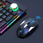 68-key gaming keyboard and mouse kit RGB backlit portable game wired membrane keyboards wireless mice mause for Home office