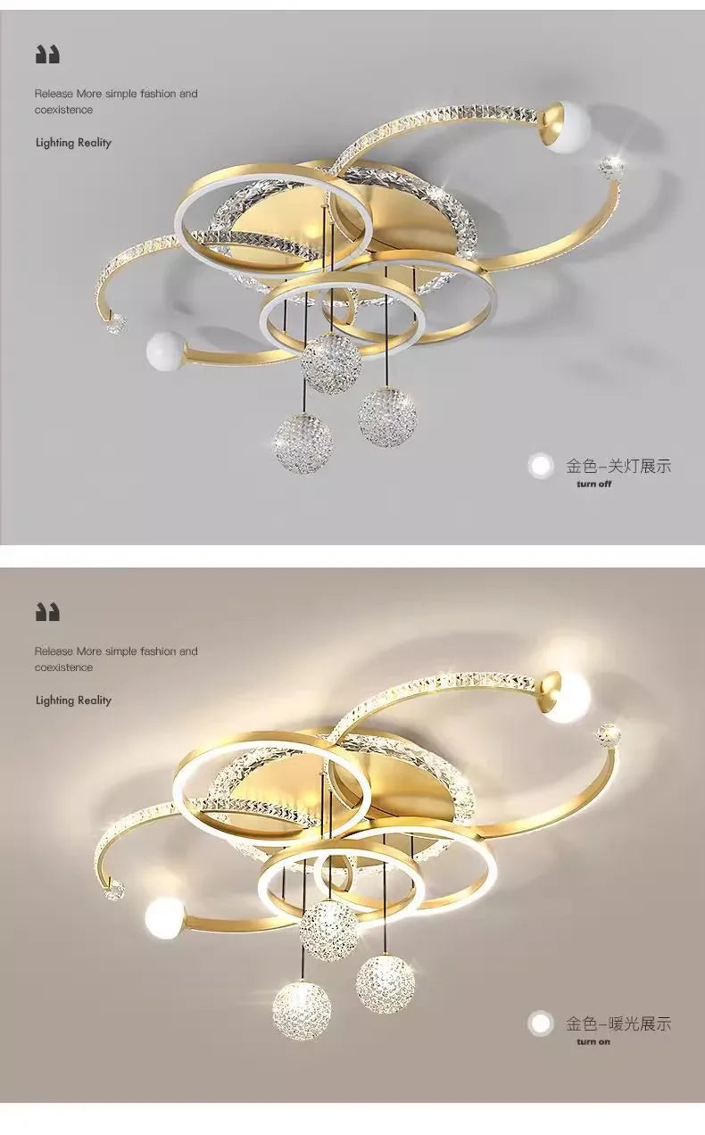 Living room main lamp chandelier New light luxury bedroom lamps Modern simple crystal living room lamp ceiling light