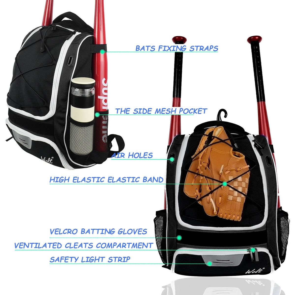 Baseball, Softball Equipment, Backpacks, Children's, Adult, Professional, Men's and Women's Training Competition