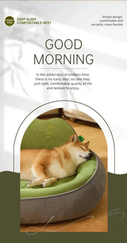 New dog bed with increased height and thickness, leaning against the mountain bed and pillow for neck protection, pet bed for sl