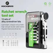 ROCKBROS Mini Ratchet Tool Set Ratchet Wrench Hand Tools Bicycle Mechanical Tools Aluminum Alloy Quick Release Ratchet Wrench