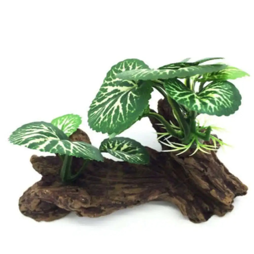 Fish Tank Accessories Artificial Green Plants Green Fish Tank Decorations Aquarium Decor Plastic Plants with Faux Wood Base