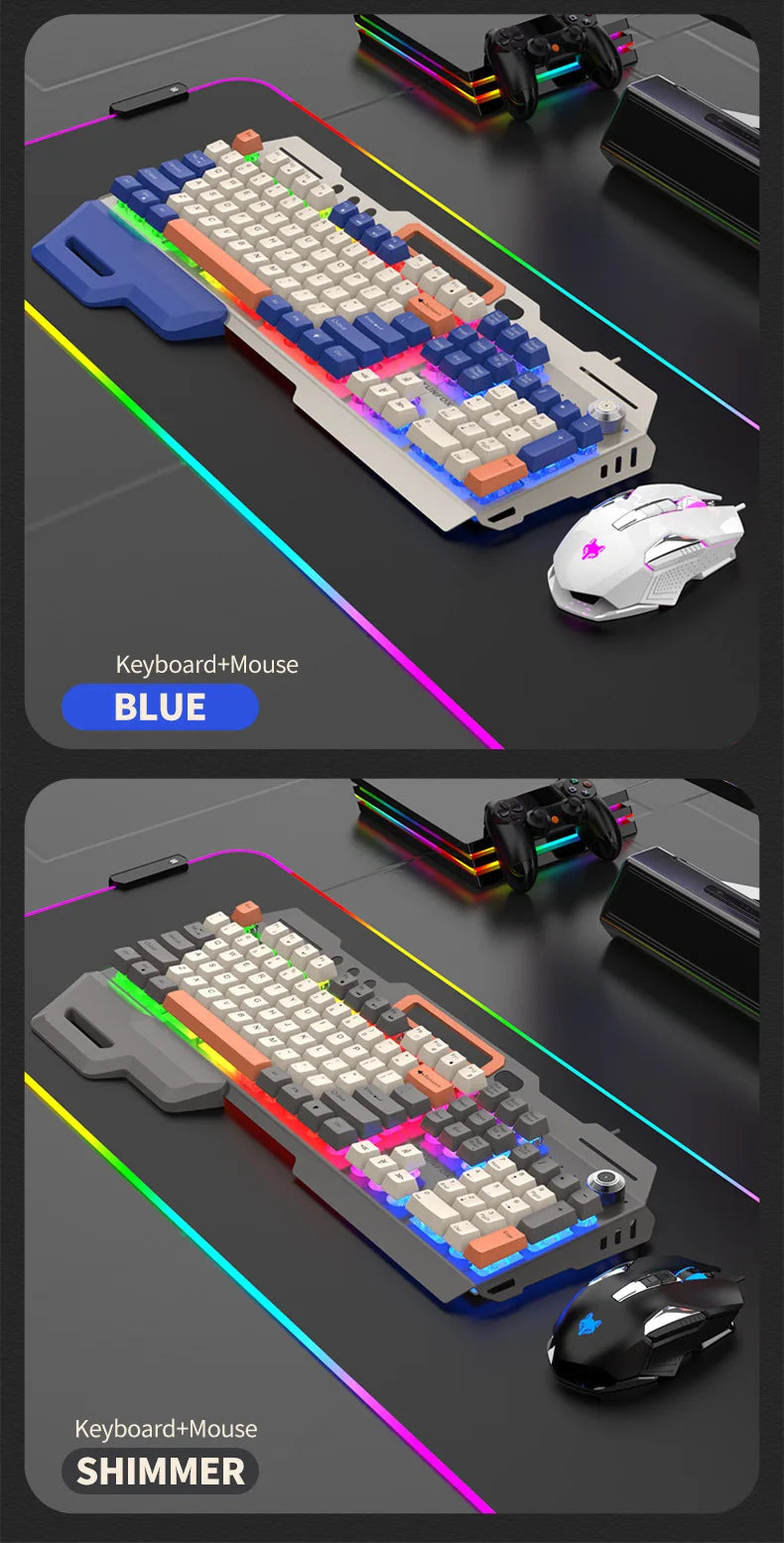 Gaming Keyboard Spanish Russian Arabic Keyboard 100% Layout RGB Backlight Gamer Keyboard Volume Knob Wired K90 104 Keys Hand Sup