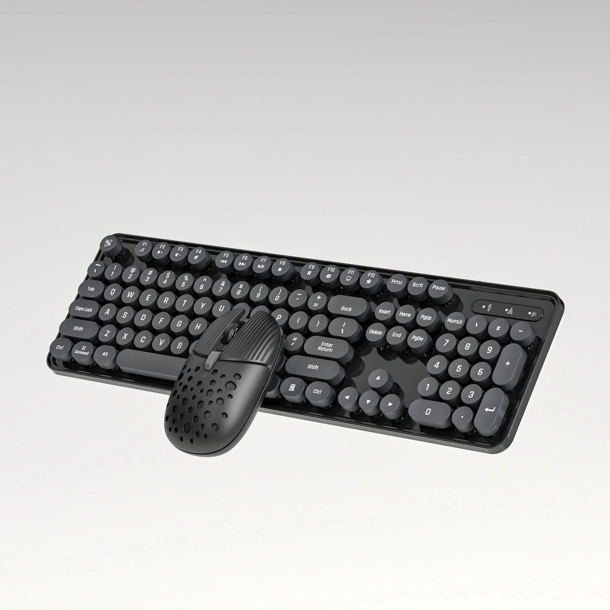 Cute 104Keys Retro Round Keycap 2.G Wireless Gaming Keyboard Mouse Combo Ergonomic Keyboard With Multimedia function keys