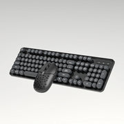 Cute 104Keys Retro Round Keycap 2.G Wireless Gaming Keyboard Mouse Combo Ergonomic Keyboard With Multimedia function keys