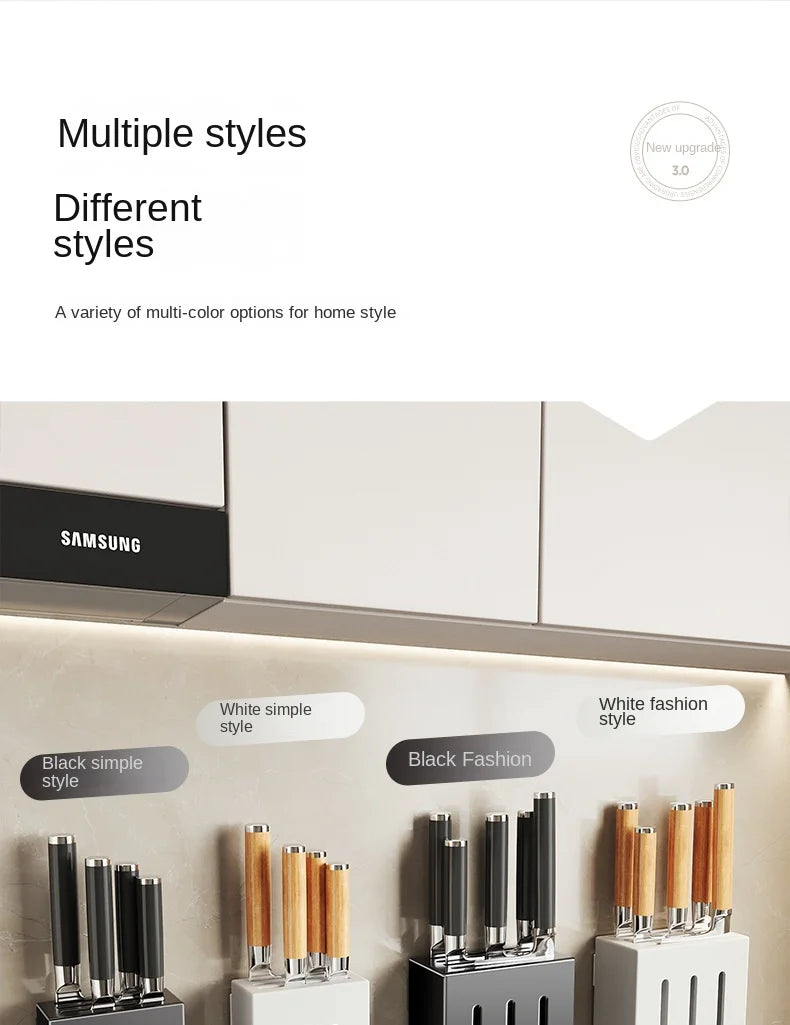 Kitchen knife storage box, knife holder, non-perforation, wall-mounted rack, kitchen items，kitchen accessories organizer
