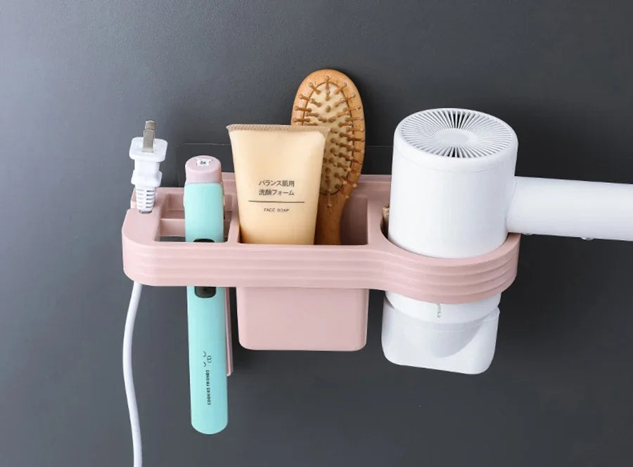 Home Accessory Set Storage Shelf, Holder for Storing Hair Dryer, Curling Iron, Bathroom Organizer