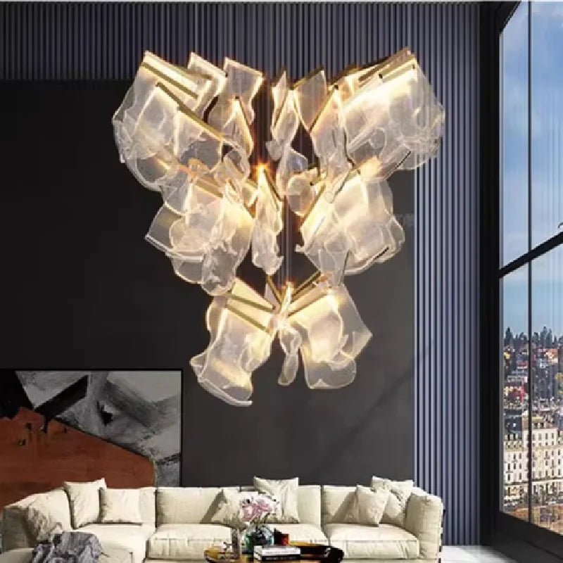 2025 New Smart LED Chandelier APP Control Modern Stair Light Living Room Luxury Ceiling Lamp Dimmable for Bedroom Decoration