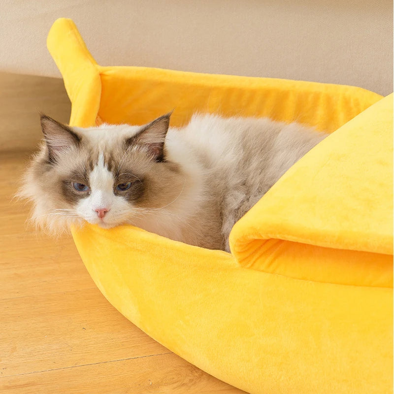 Banana Cat Bed House For Winter Funny Cute Cozy Cat Mat Beds Warm Durable Portable Pet Basket Kennel Dog Cushion Cat Supplies