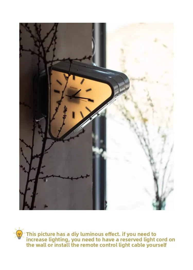 Living Room Minimalism Clocks Two-sided Wall Clocks Triangle Modern Clock Mechanism Silent Design Clock Watch for Decoration