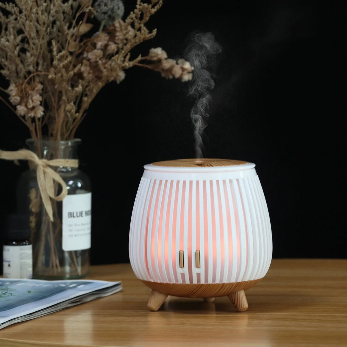 Air diffusers home idea household supplies decorative lights wood grain design mini desktop aromatherapy diffuser humidifier