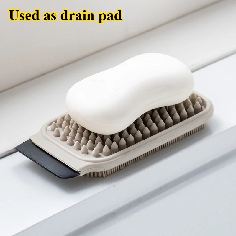 2PCS Kitchen Cleaning Brush, Reusable Kitchen Scrubber Set, Dual-Sided Vegetable & Fruit Scrubber, Multi-function Kitchen Gadget