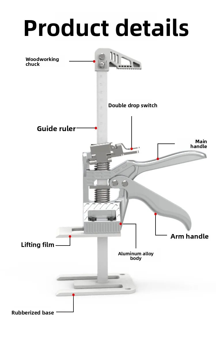 Hand Lifting Tool Set Labor-Saving Arm Jack Door Panel Drywall Board Lifter Lifting Cabinet Tile Height Adjuster Elevator Tool