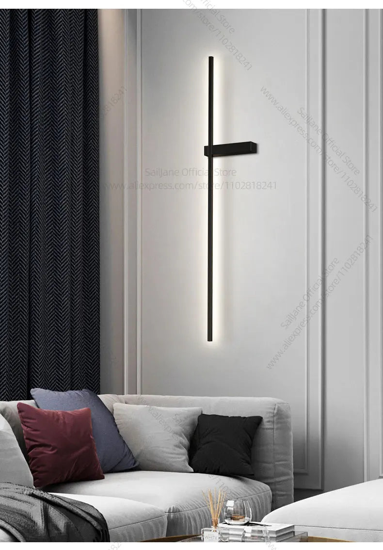 Modern Simple Living Room TV Background Wall Fitting Bedside Lighting In Bedroom Designer Staircase Light Long Indoor Wall Lamp